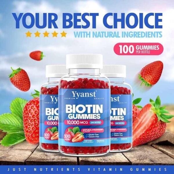 Biotin Gummies 10000mcg for Hair, Skin & Nails