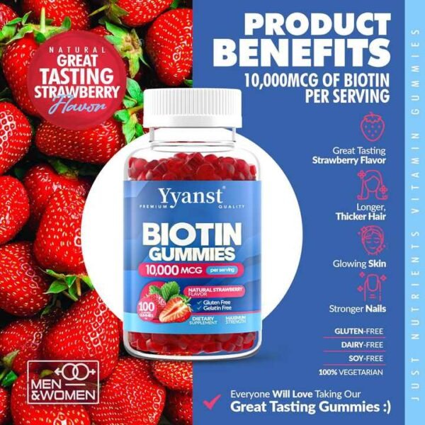 Biotin Gummies 10000mcg for Hair, Skin & Nails